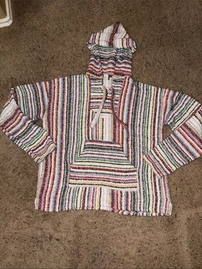 Earthbound Trading Co. Stripped Baja Woven Hoodie Unisex Size Medium